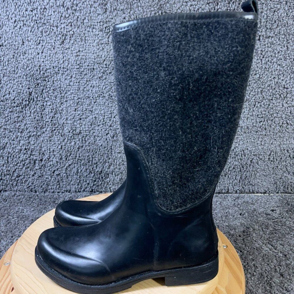 UGG Reignfall Boots Womens Size 10 Waterproof Wool Rubber Gray Black Mid Calf